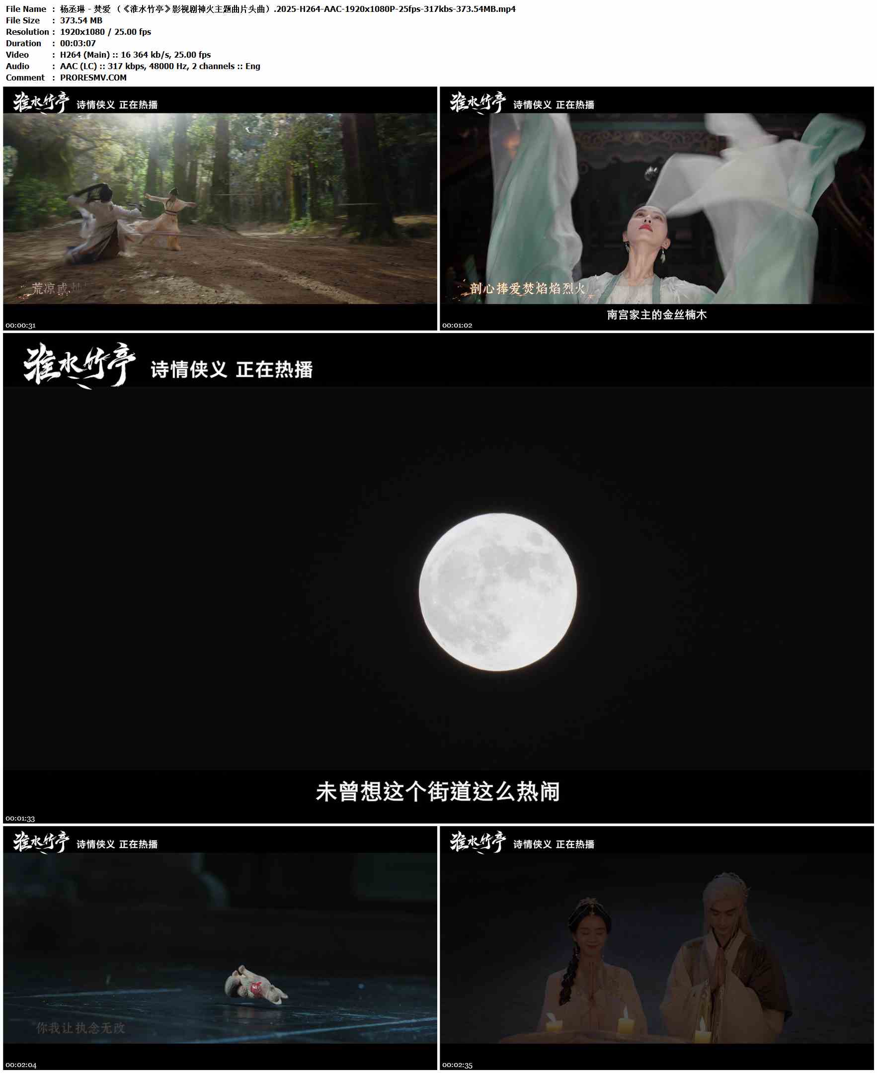 杨丞琳 - 焚爱 （《淮水竹亭》影视剧神火主题曲片头曲）.2025-H264-AAC-1920x1080P-25fps-317kbs-373.54MB官方MV_高清MV